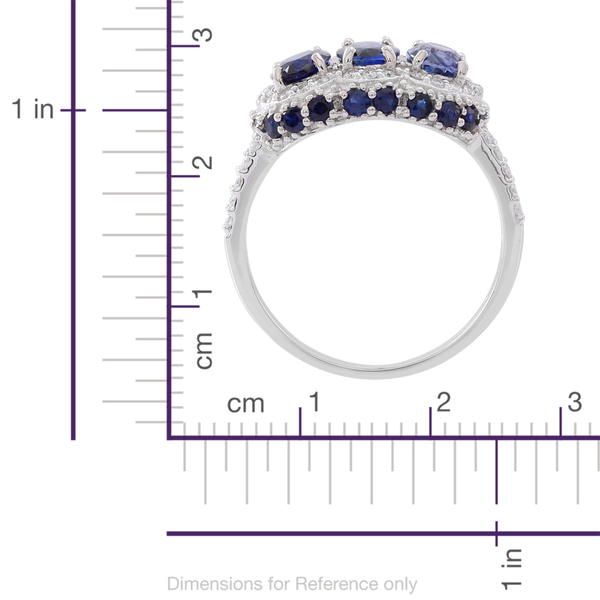 ILIANA 18K White Gold AAAA Ceylon Sapphire (Ovl), Diamond (SI/GH) Ring 4.150 Ct.