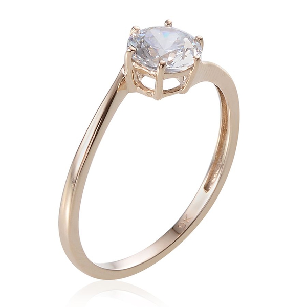 9K Y Gold (Rnd) Solitaire Ring Made with Finest CZ 1.280 Ct.