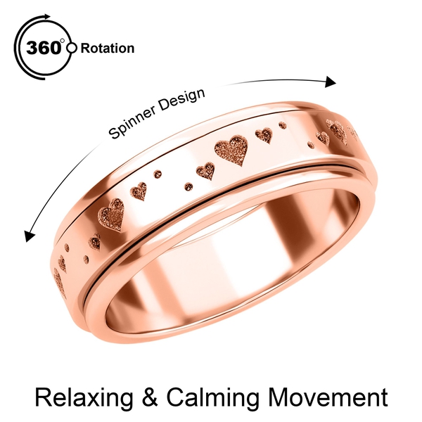 Rose Gold Overlay Sterling Silver Heart Spinner Ring