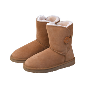 LA MAREY Faux Fur Inside Snow Boots - Light Brown