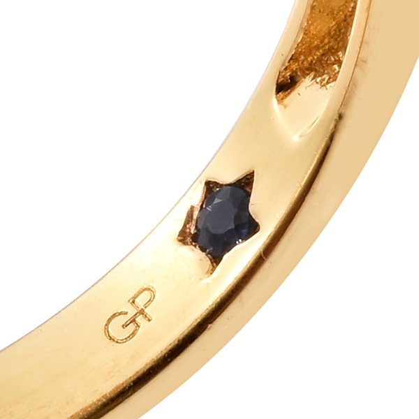 GP Mozambique Garnet (Rnd 1.55 Ct), Kanchanaburi Blue Sapphire, White Topaz and Boi Ploi Black Spinel Ring in 14K Gold Overlay Sterling Silver 2.000 Ct.