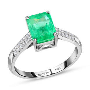950 Platinum  AAAA  Colombian Emerald  White Diamond VS Ring 3.00 ct,  Platinum Wt. 5.05 Gms  3.000 