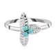 Arizona Sleeping Beauty Turquoise Three Leaf Ring in Platinum and Gold Overlay Sterling Silver
