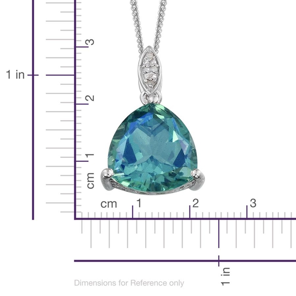 Peacock Quartz (Trl 8.25 Ct), Diamond Pendant With Chain in Platinum Overlay Sterling Silver 8.270 Ct.