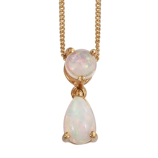 Ethiopian Welo Opal (Pear) Pendant With Chain and Earrings (with Push Back) in 14K Gold Overlay Sterling Silver 2.000 Ct.
