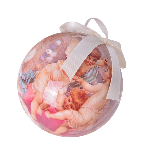Set of 14 - Pink, Blue and Multi Colour Angel Pattern Christmas Decoration Baubles in a Box (Size 21.5X15 Cm)