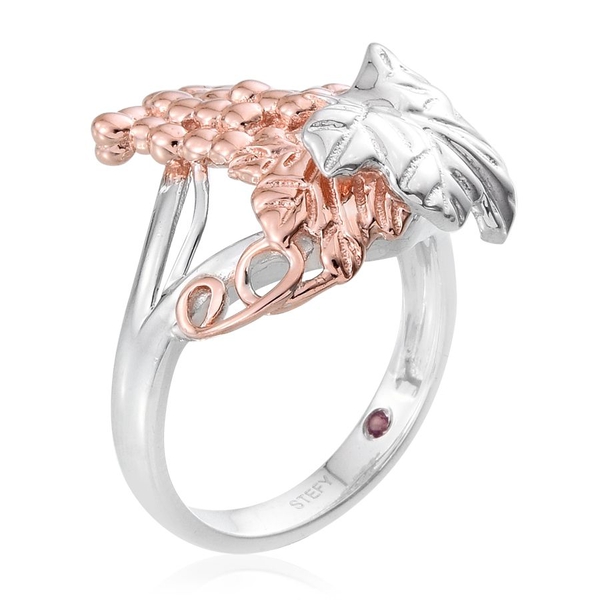 Stefy Pink Sapphire (Rnd) Ring in Rose Gold and Platinum Overlay Sterling Silver