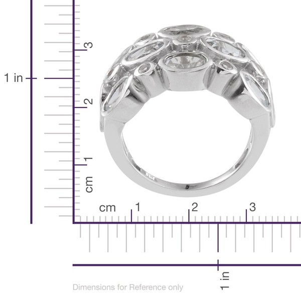 Espirito Santo Aquamarine (Ovl), White Topaz Ring in Platinum Overlay Sterling Silver 3.750 Ct.
