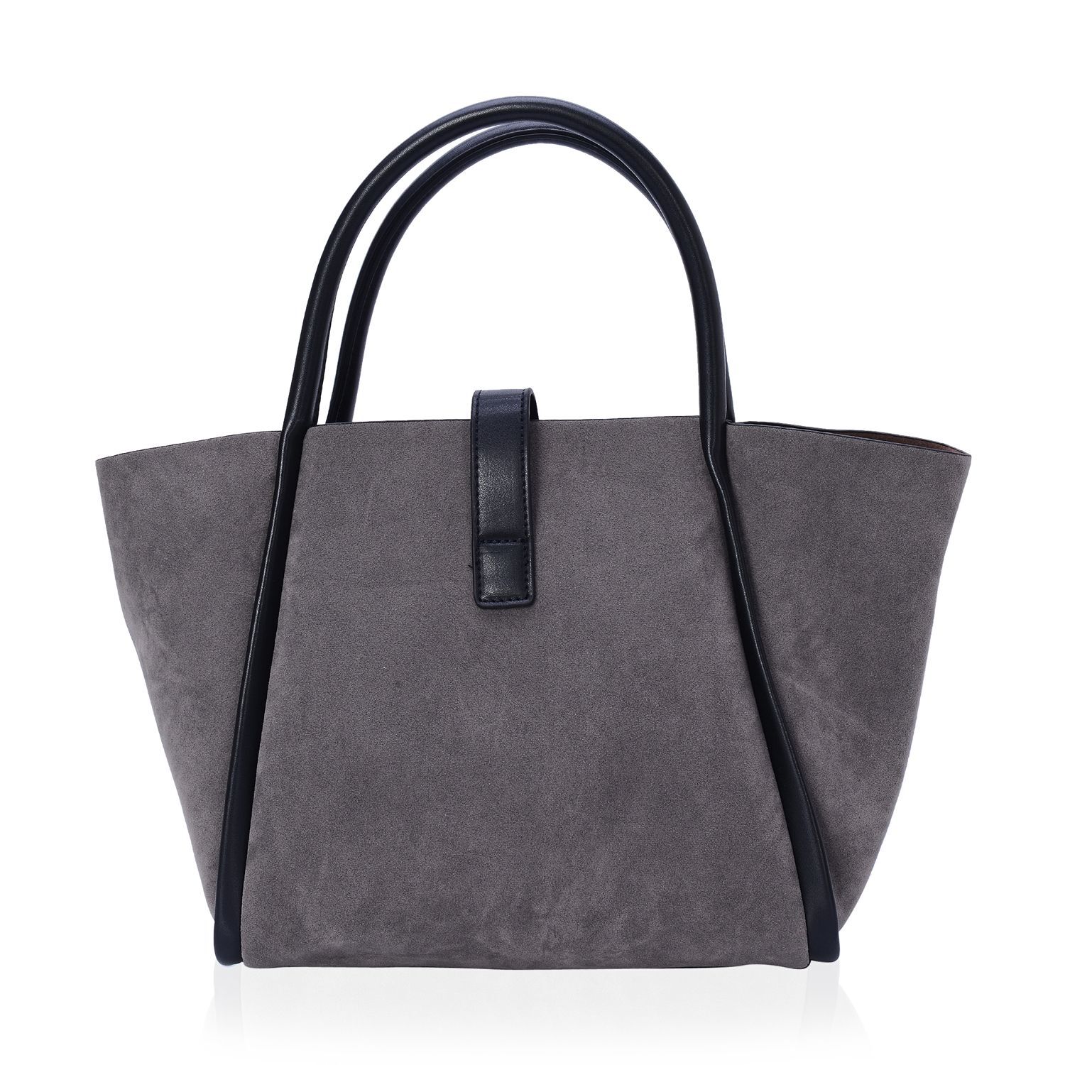 Set of 2 - Grey Colour Tote Bag and Black Colour Crossbody Bag with Adjustable and Removable Shoulder Strap (Size 38x23.5x13.5 and 33x19x12 Cm)