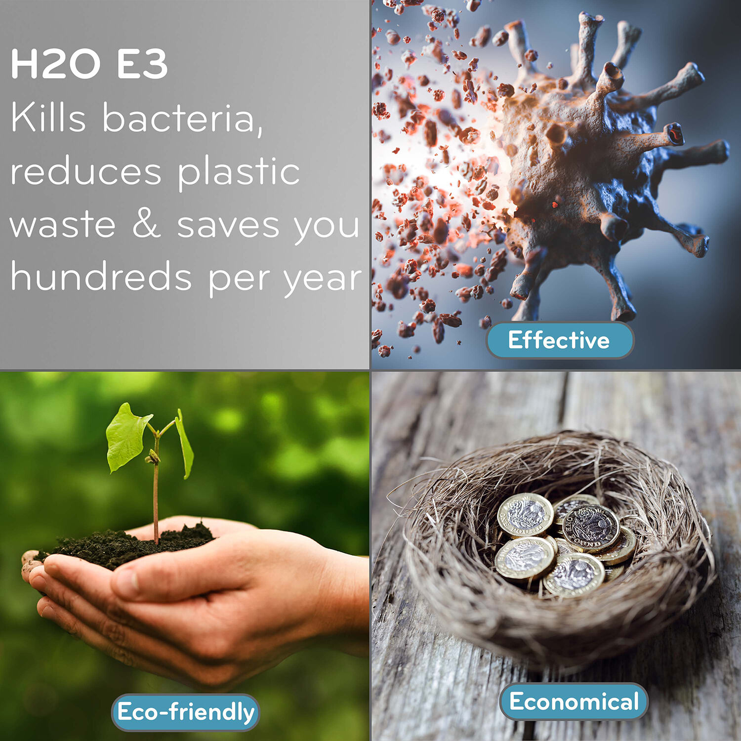 H2O E3 MultiPurpose Cleaning System with Mop and 3 Floor Cloths