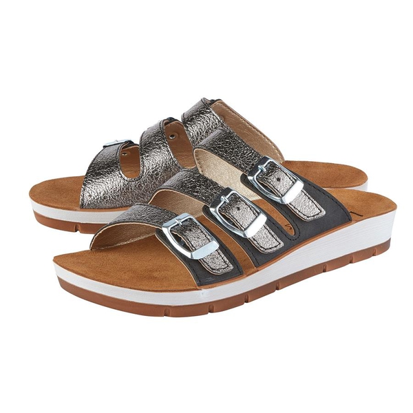 Lotus Turin Mule Sandals (Size 4) - Black and Pewter
