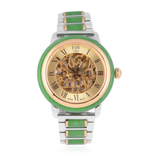 Limited Available - EON 1962 Hand Carved Green Jade Japanese Skeleton Movement Water Resistant Watch