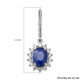 Kanchanaburi Blue Sapphire and Natural Cambodian Zircon Dangling Earrings (with Lever Back) in Rhodium Overlay Sterling Silver 5.06 Ct.