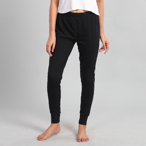 100% Cotton Single Jersey Loungewear Leggings in Black