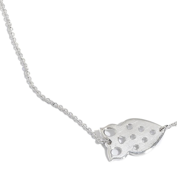 Designer Inspired Sterling Silver Owl Necklace (Size 30), Silver wt 5.59 Gms.