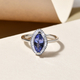 One Time Deal Premium Tanzanite and Diamond Ring in Platinum Overlay Sterling Silver