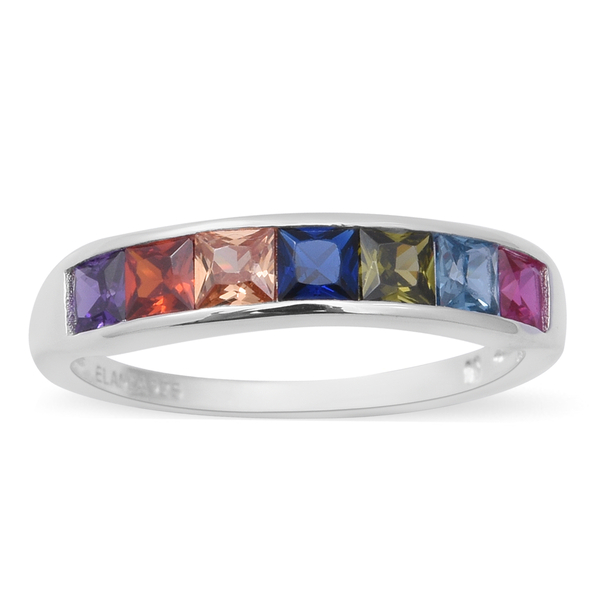 Multi Colour Rainbow Cubic Zirconia Ring in Sterling Silver