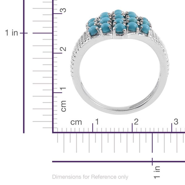 Arizona Sleeping Beauty Turquoise (Rnd) Cluster Ring in Platinum Overlay Sterling Silver 1.750 Ct.