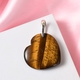 Tigers Eye Heart Pendant in Platinum Overlay Sterling Silver 44.70 Ct.