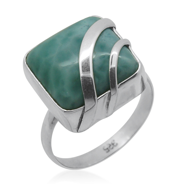 Royal Bali Collection Larimar (Cush) Ring in Sterling Silver 11.060 Ct.
