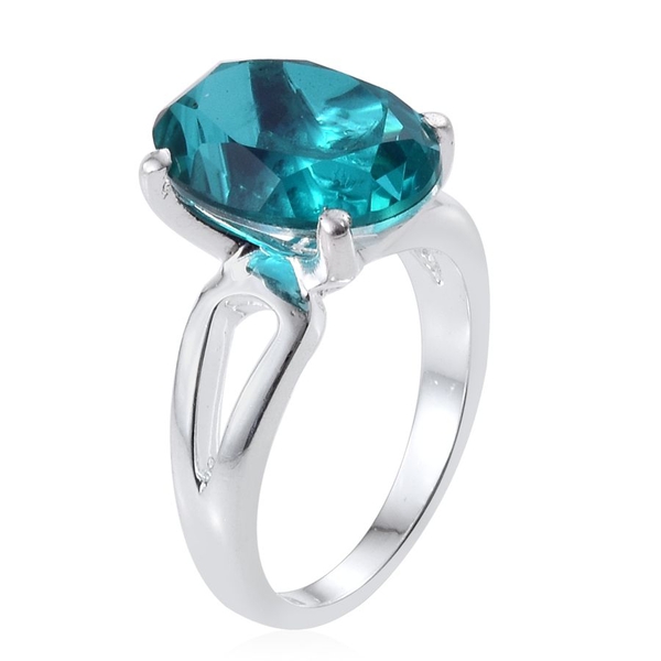 Capri Blue Quartz (Ovl) Solitaire Ring in Sterling Silver 6.250 Ct.