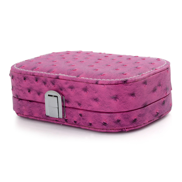 Ostrich Pattern Pink Colour Jewellery Box with Mirror Inside (Size 15x10x5 Cm)