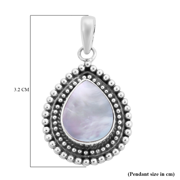 Royal Bali Collection - Mother of Pearl Drop Pendant in Sterling Silver