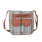 Crossbody Bag (Size 25x24x6 Cm) with Adjustable Shoulder Strap - Cream and Black Colour