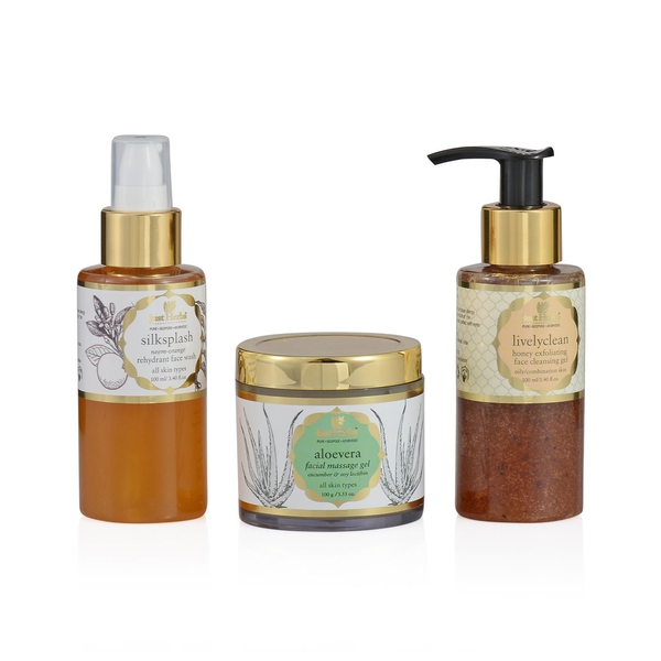 Just Herbs Silksplash (100ml) and Livelyclean Honey Exfoliating Face Cleansing (100ml) and Aloe Vera