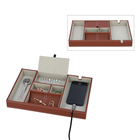 6 Section Portable Jewellery Organiser (Size 35x24x4Cm) - Brown