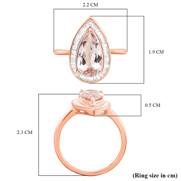 9K Rose Gold Premium Zambezia Morganite (Pear 13x7mm) and Diamond Ring 2.41 Ct.