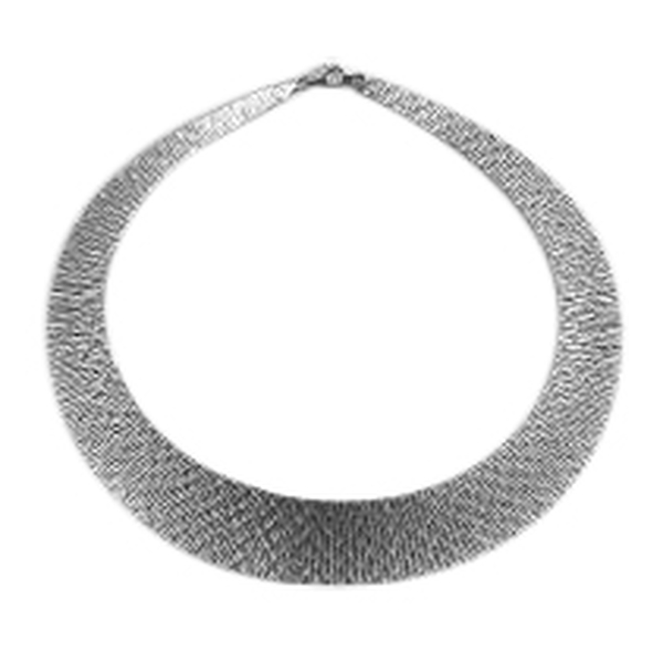 (Option 2) Vicenza Collection Rhodium Plated Sterling Silver Cleopatra Necklace (Size 17), Silver wt
