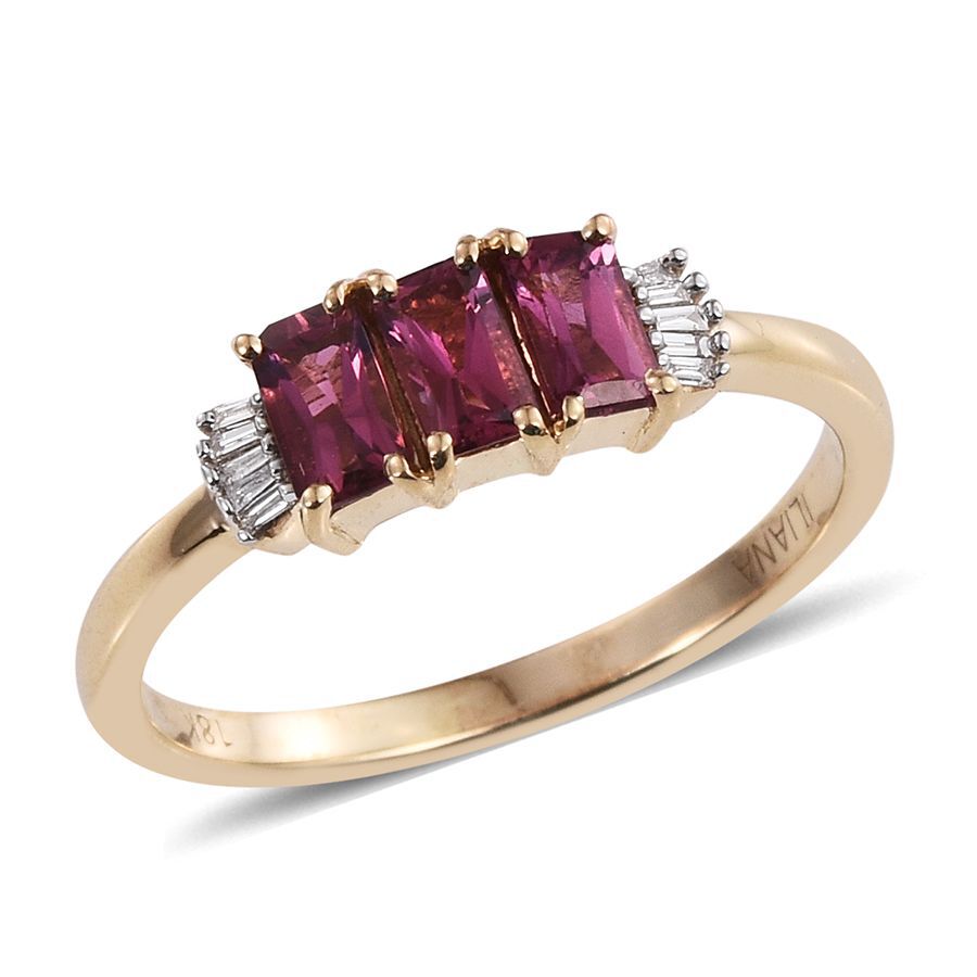 ILIANA Pink Tourmaline and Diamond Trilogy Ring in 18K Gold,1.10 Ct