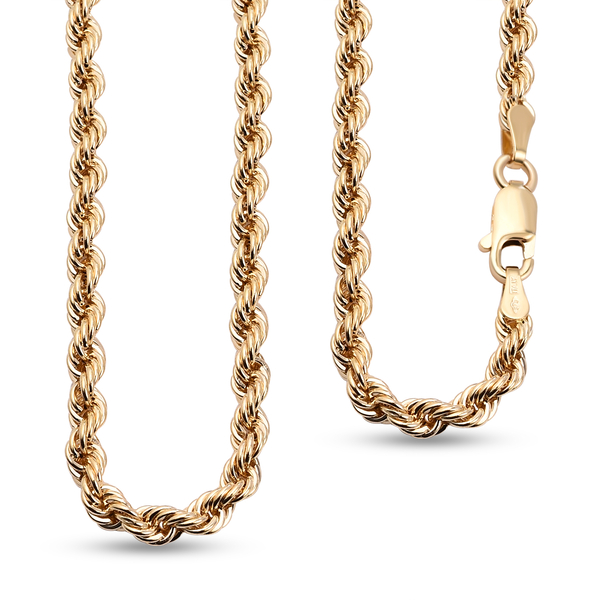 Hatton Garden Close Out Deal- 9K Yellow Gold Rope Chain (Size - 20) With Lobster Clasp, Gold Wt. 3.4
