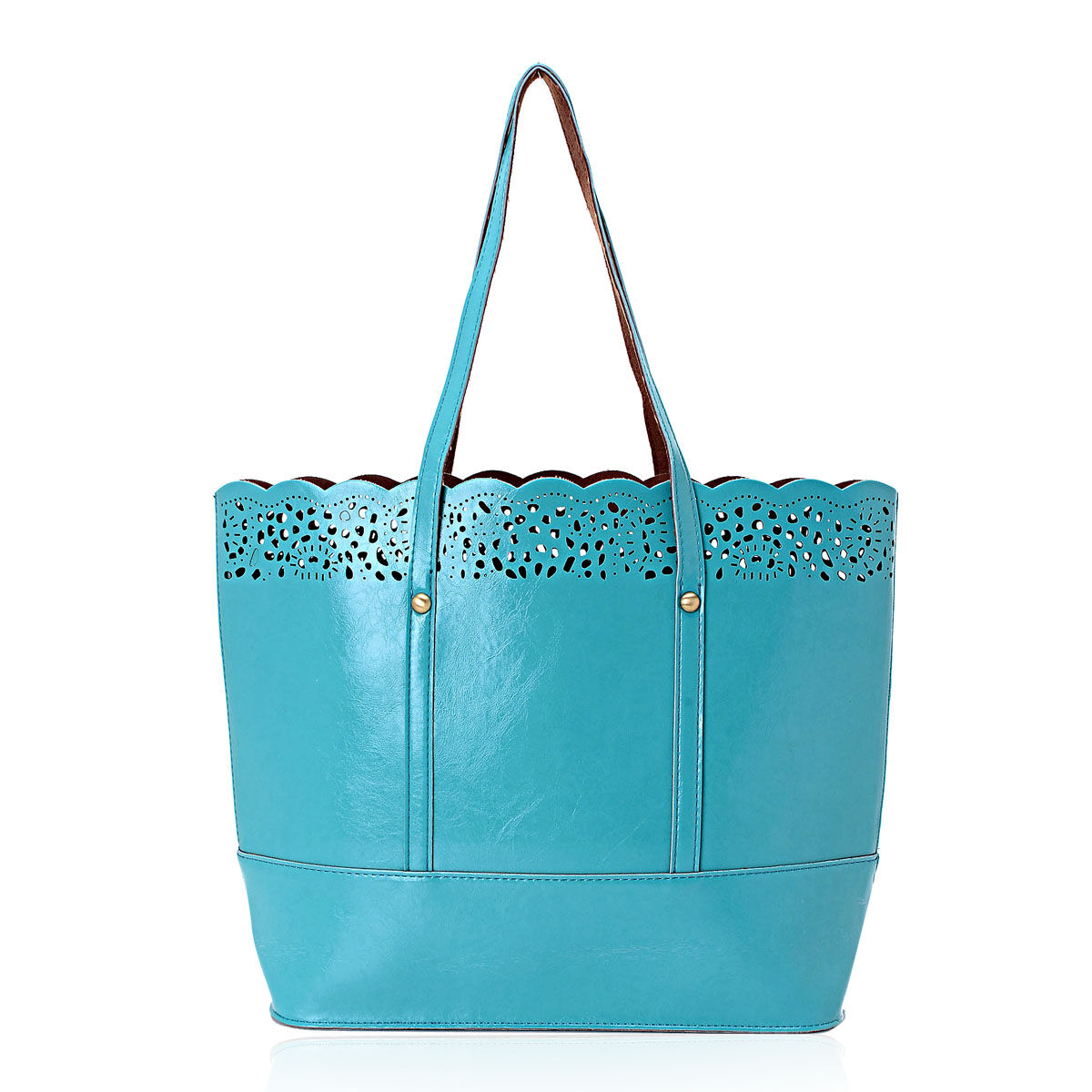 DOD of 31st Aug - Turquoise Colour Laser Cut Work Tote Bag (Size 17x4.5x12.6 inch)