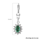 Zambian Emerald ,  White Zircon  Solitaire Lever Back Earring in Platinum Overlay Sterling Silver  1.298  Ct.