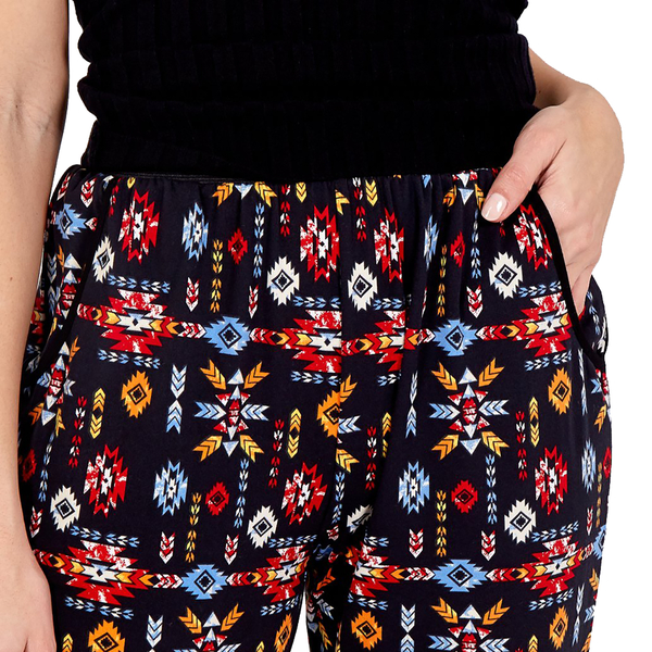 NOVA of London - Aztec Print Soft Touch Joggers in Black (Size S, 8-12)