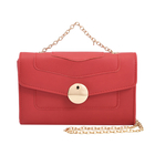 Litchi Grain Pattern Clutch Bag with Metal Chain and Shoulder Strap (Size 22x12x7 Cm) - Red