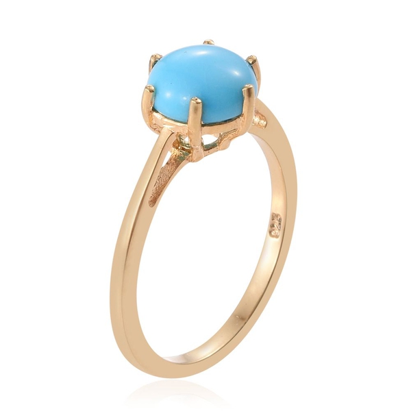 Arizona Sleeping Beauty Turquoise (Rnd) Solitaire Ring in 14K Gold Overlay Sterling Silver 1.500 Ct.