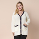 LA MAREY Cream Contrast Long Cardigan with Vintage Gold Buttons