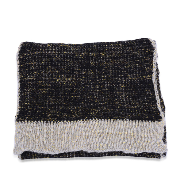 Black and Grey Colour Winter Knitted Scarf (Size 240x40 Cm)