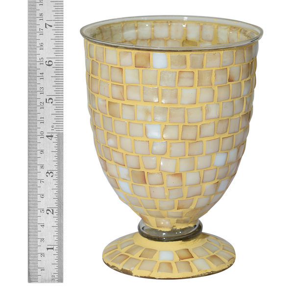 Home Decor - Golden Colour Mosaic Glass Flower Vase
