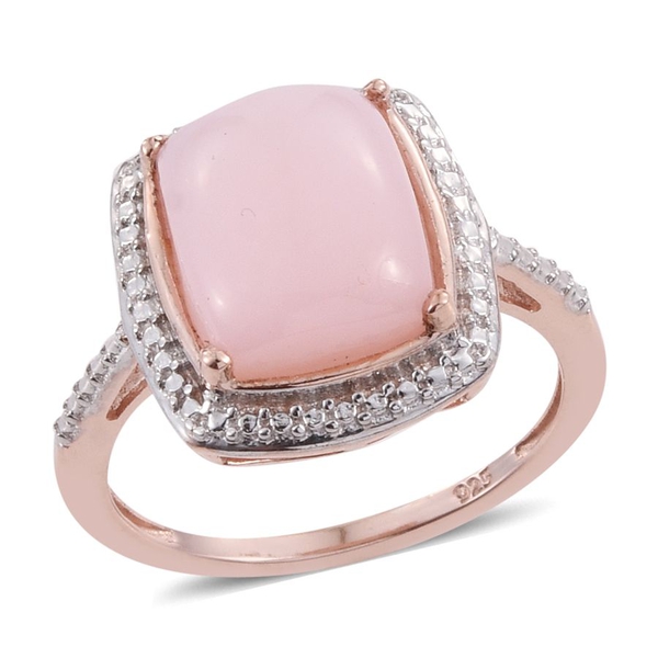 Peruvian Pink Opal (Cush) Solitaire Ring in Rose Gold Overlay Sterling Silver 3.000 Ct.