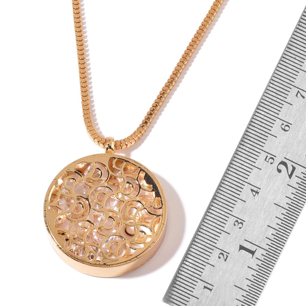 AAA Simulated White Diamond Pendant With Chain in Gold Tone
