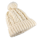 ARAN Woollen 100% Pure Wool Cable Hat with Pom Pom - Cream