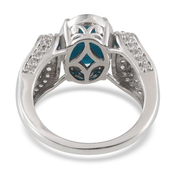 Arizona Sleeping Beauty Turquoise (Ovl 2.90 Ct), White Topaz Ring in Platinum Overlay Sterling Silver 4.650 Ct.