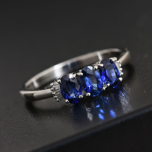 RHAPSODY 950 Platinum AAAA Ceylon Blue Sapphire (Ovl), Diamond (VS-E-F) Ring 1.550 Ct.