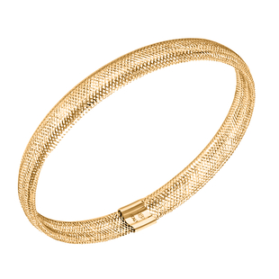 One Time Close Out Deal- Italian Made 9K Yellow Gold Mesh Bangle (Size- 7) Stretchable.