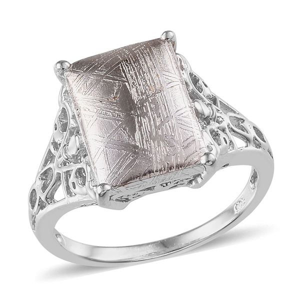Meteorite (Bgt) Solitaire Ring in Platinum Overlay Sterling Silver 11.500 Ct.