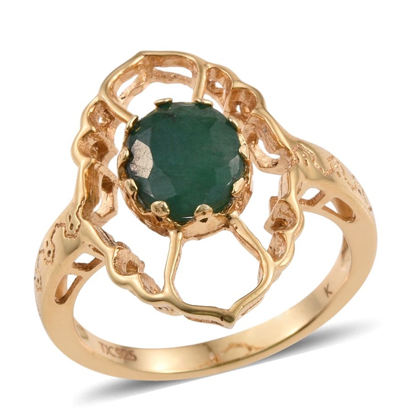 Kimberley Crimson Spice Collection Indian Emerald (Ovl) Ring in 14K Gold Overlay Sterling Silver 3.0